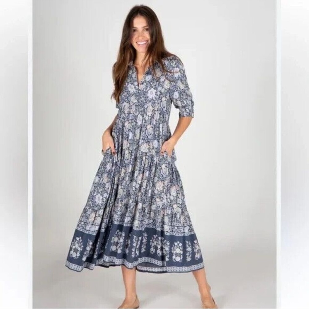 NATURAL LIFE Blue Floral Midi Dress